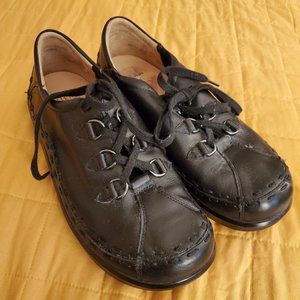 Ziera Allsorts Black Leather 9.5 40W Super Support Walking Shoes